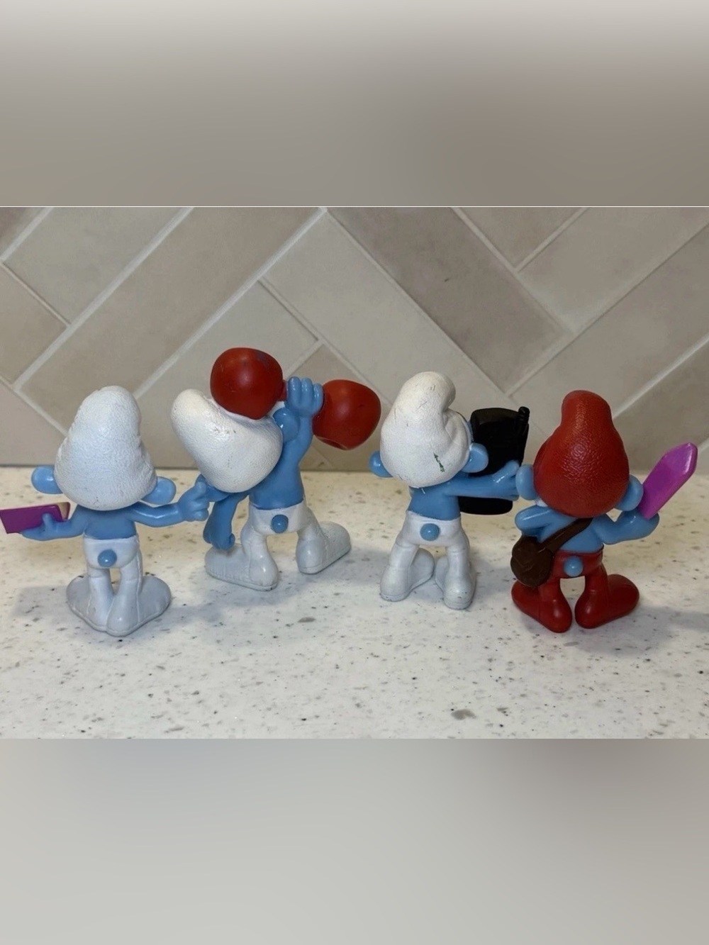 Vintage 2011 Peyo Smurfs 3" Figures Lot of 4 McDonalds Brainy Papa Smurf Hefty - Picture 6 of 8